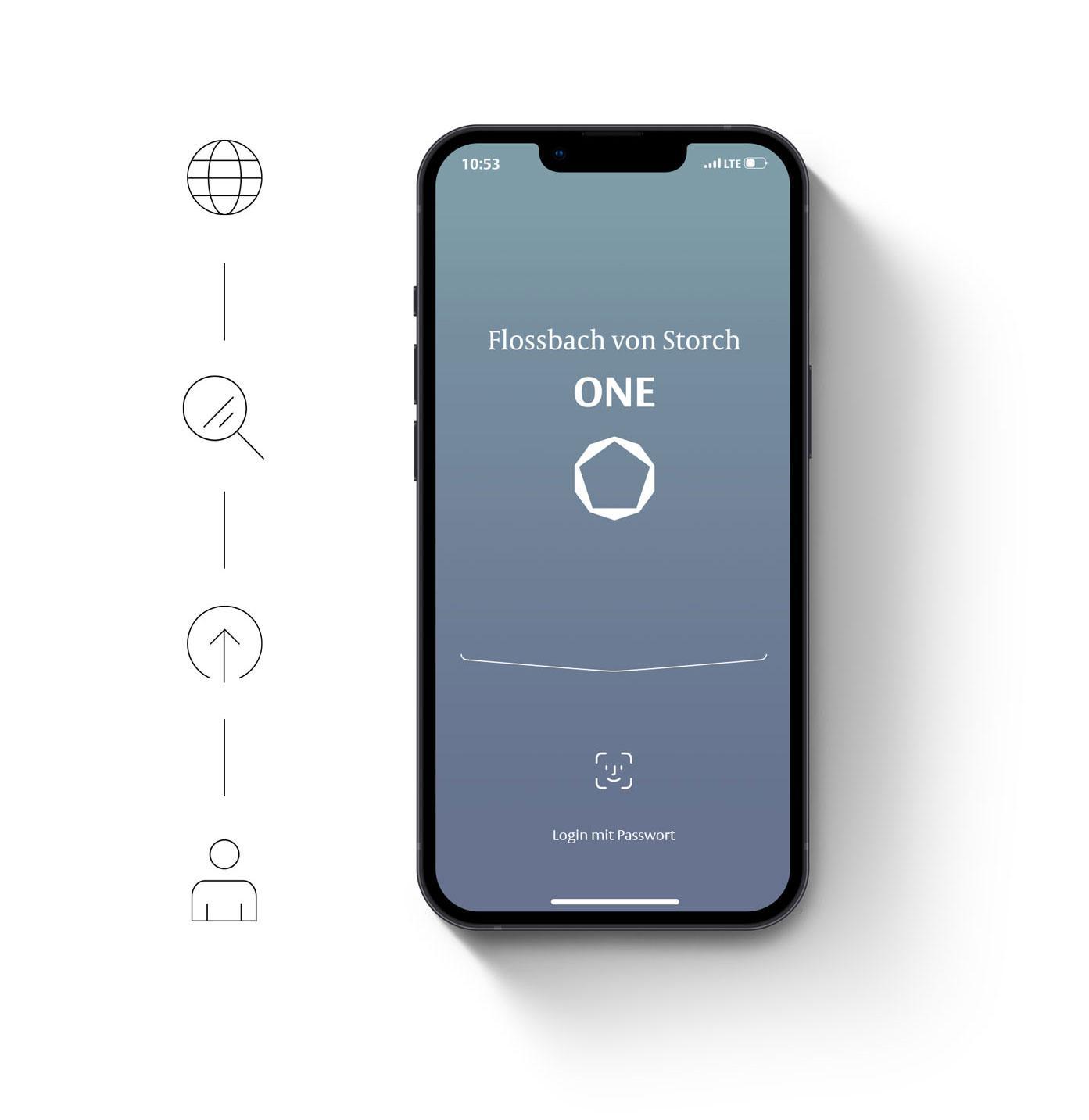 Screenshot der Startseite unserer App Flossbach von Storch ONE